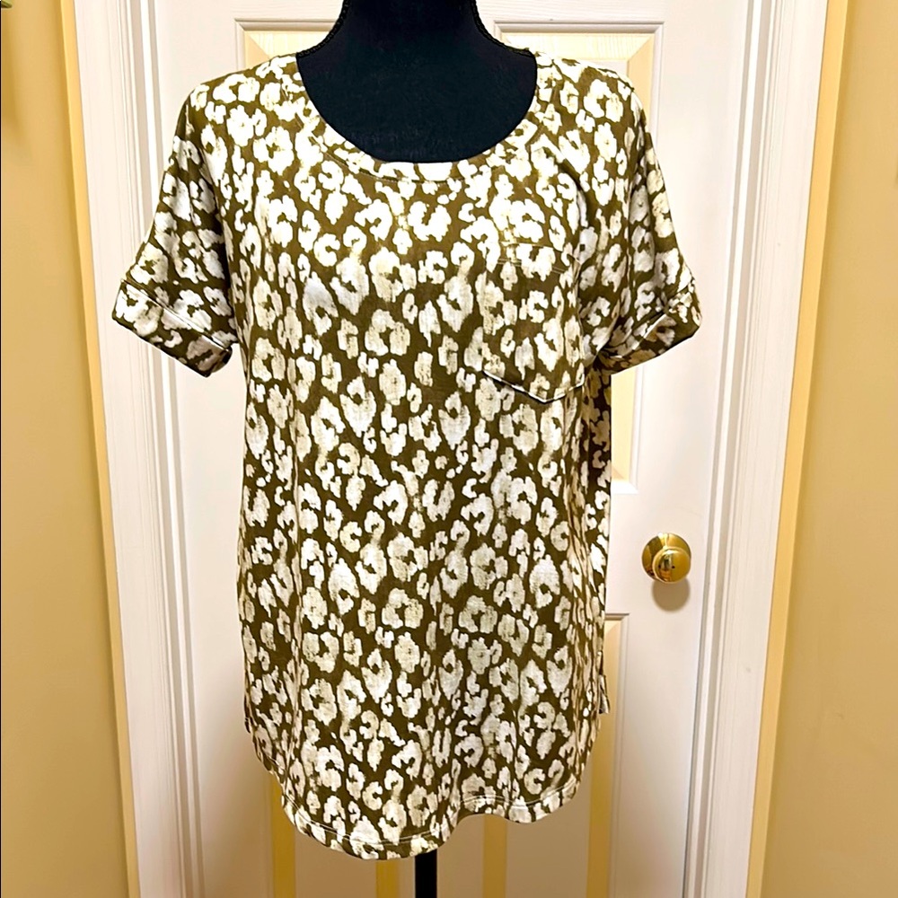 Studio Brown and Cream Relaxed Short Sleeve Tee